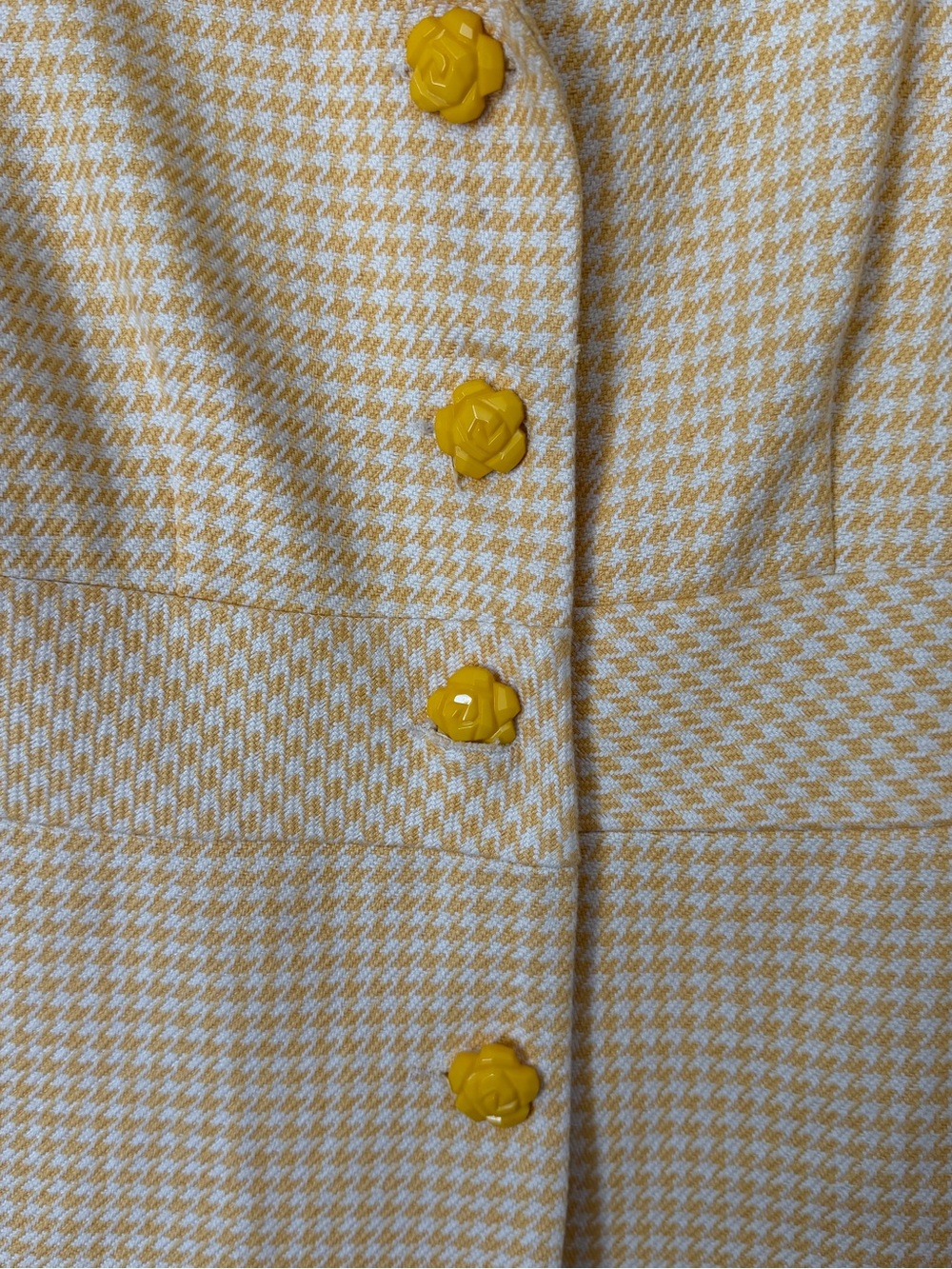 Women's Yellow Houndstooth Button-Front Coat - Picture 4 of 11